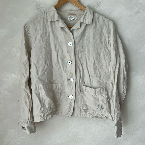 Le fou Wilfred Linen jacket aritzia size XS cream white mother of pearl button - Picture 1 of 8